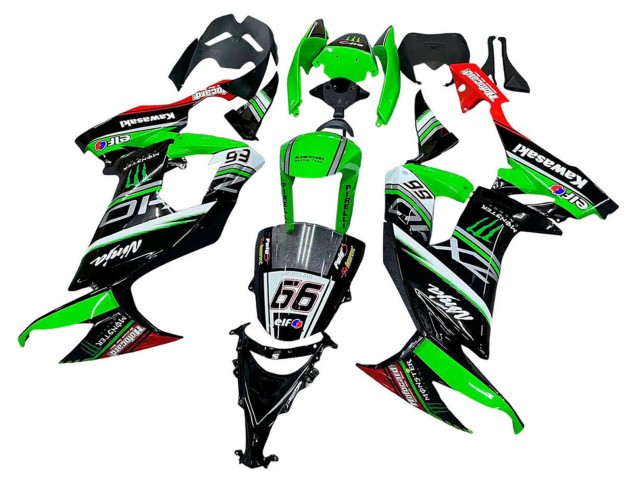 2008-2010 Kawasaki ZX10R Motorcycle Fairings - Green White Red Black Monster Elf 66 Australia