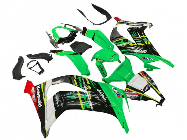 2011-2015 Kawasaki ZX10R Motorcycle Fairings - Green Yellow Black White Elf Monster Australia