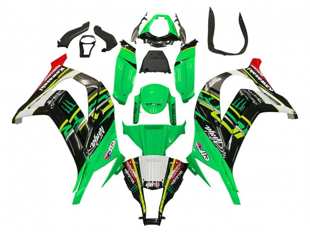 2011-2015 Kawasaki ZX10R Motorcycle Fairings - Green Yellow Black White Elf Monster Australia