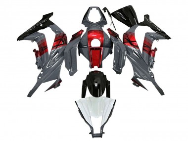 Affordable 2011-2015 Kawasaki ZX10R Motorcycle Fairings - Grey RED Glossy Black Australia