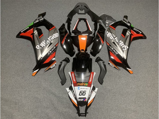2011-2015 Kawasaki ZX10R Motorcycle Fairings - White Orange Black Mahi Elf 66 Superbike Australia