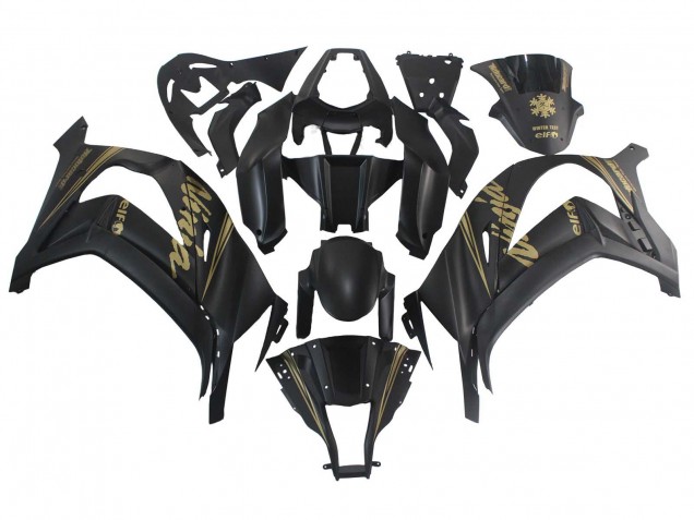 2011-2015 Kawasaki ZX10R Motorcycle Fairings - Matte Black Gold Snow Elf Australia