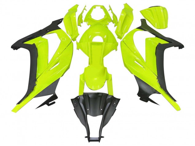2011-2015 Kawasaki ZX10R Motorcycle Fairings - Fluorescent Green Matte Black Australia