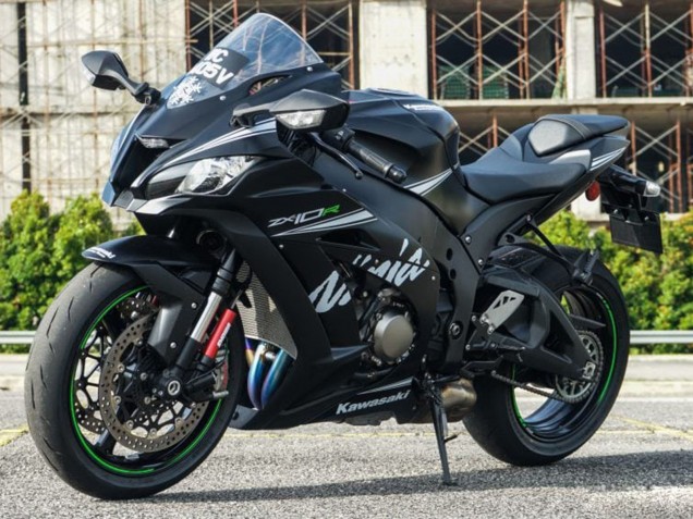 2011-2015 Kawasaki ZX10R Motorcycle Fairings - Matte Black White Green Snow Decal Australia