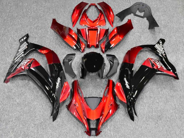 2016-2020 Kawasaki ZX10R Motorcycle Fairings - Red Glossy Black Australia