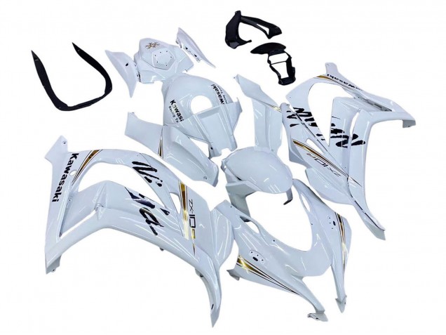 2016-2020 Kawasaki ZX10R Motorcycle Fairings - White Gold Black Australia