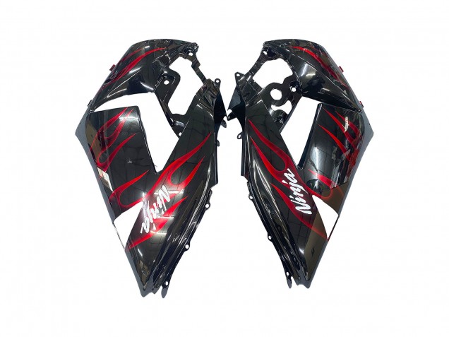 2006-2011 Kawasaki ZX14R ZZR1400 Motorcycle Fairing Kits - Glossy Black Red Flame Australia