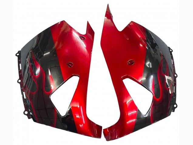 2006-2011 Kawasaki ZX14R ZZR1400 Motorcycle Fairing Kits - Glossy Black Red Flame Australia