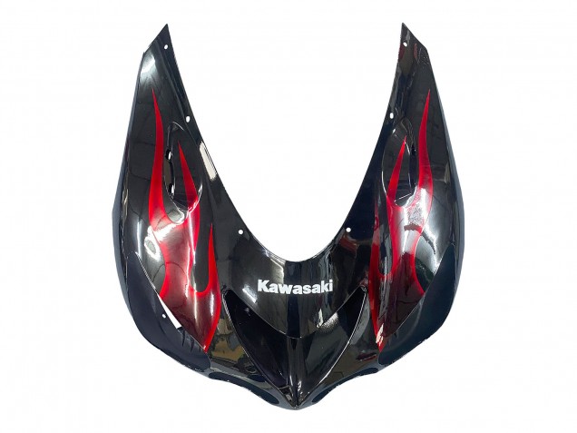 2006-2011 Kawasaki ZX14R ZZR1400 Motorcycle Fairing Kits - Glossy Black Red Flame Australia