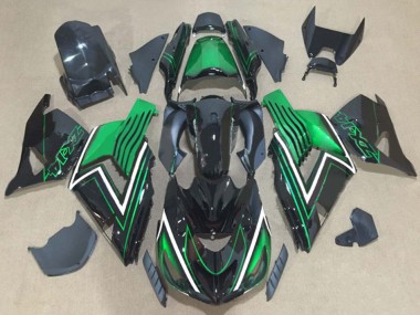 Affordable 2006-2011 Kawasaki ZX14R ZZR1400 Motorcycle Fairing Kits - Green Glossy Black Australia