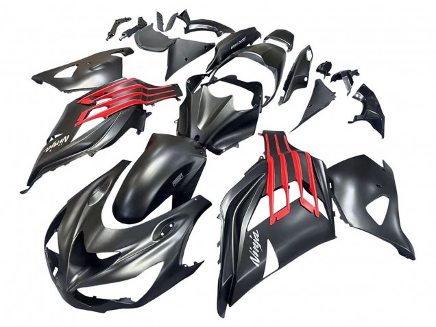 2012-2024 Kawasaki ZX14R ZZR1400 Motorcycle Fairings - Matte Black Red White Ninja Australia