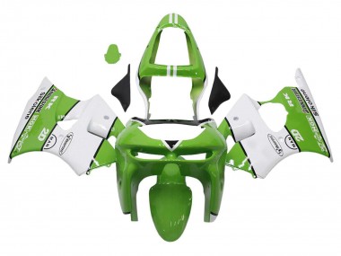 Affordable 1998-1999 Kawasaki ZX6R Motorcycle Fairings - Green White Black Silkolene Bridgestone Australia