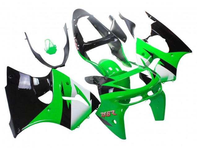 1998-1999 Kawasaki ZX6R Motorcycle Fairings - Green White Glossy Black Australia