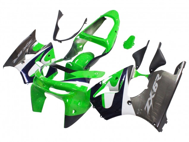 1998-1999 Kawasaki ZX6R Motorcycle Fairings - Green White Dark Blue Silver Australia