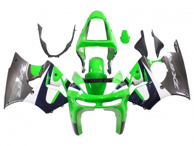 1998-1999 Kawasaki ZX6R Motorcycle Fairings - Green White Dark Blue Silver Australia