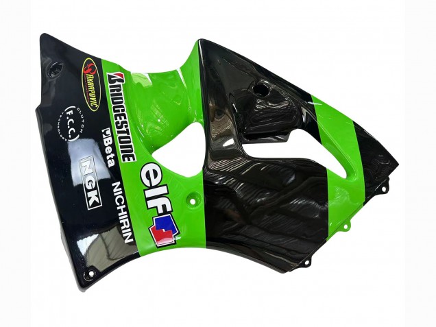 1998-1999 Kawasaki ZX6R Motorcycle Fairings - Green Glossy Black Elf Bridgestone Australia