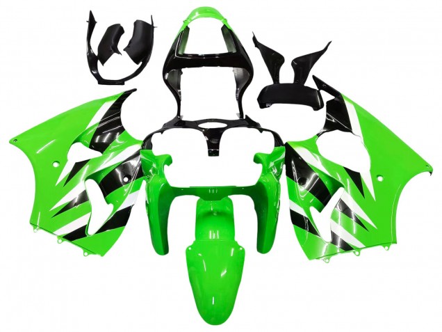2000-2002 Kawasaki ZX6R Motorcycle Fairings - Green White Black Australia