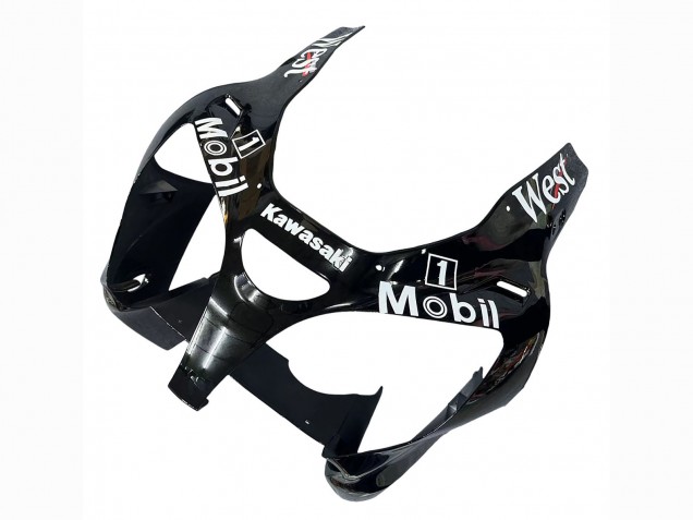 2000-2002 Kawasaki ZX6R Motorcycle Fairings - Glossy Black White West Michelin Australia