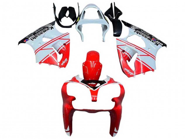 2000-2002 Kawasaki ZX6R Motorcycle Fairings - White Red Black Australia