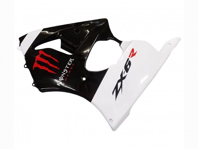 2000-2002 Kawasaki ZX6R Motorcycle Fairings - White Black Red Monster Australia