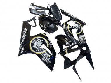 Affordable 2003-2004 Kawasaki ZX6R Motorcycle Fairings - Glossy Black White Motul Lucky Strike Australia