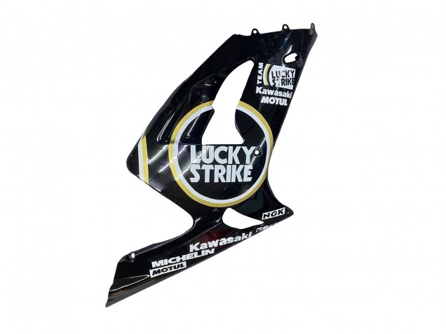 2003-2004 Kawasaki ZX6R Motorcycle Fairings - Glossy Black White Motul Lucky Strike Australia