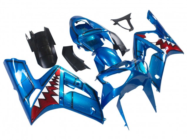 2003-2004 Kawasaki ZX6R Motorcycle Fairings - Blue White Red Shark Australia