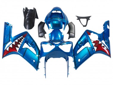 Affordable 2003-2004 Kawasaki ZX6R Motorcycle Fairings - Blue White Red Shark Australia