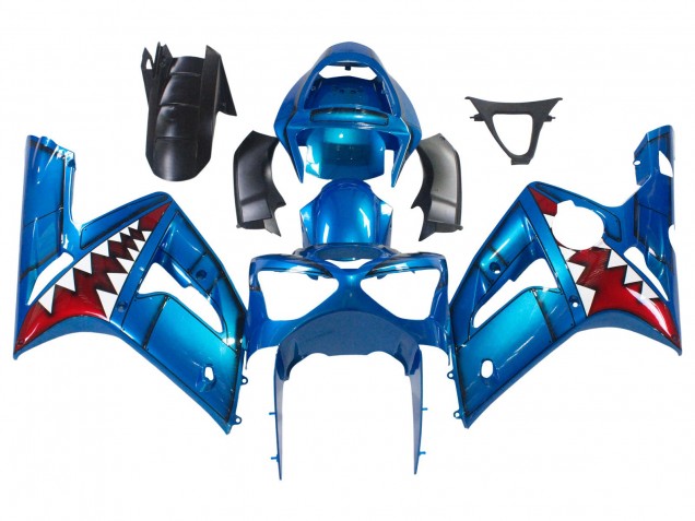 2003-2004 Kawasaki ZX6R Motorcycle Fairings - Blue White Red Shark Australia
