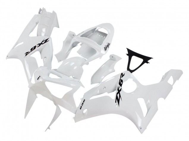 2003-2004 Kawasaki ZX6R Motorcycle Fairings - White Black Decals Australia