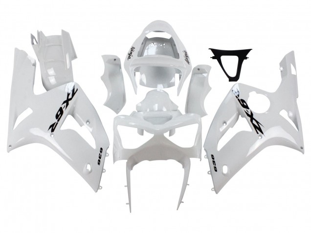 2003-2004 Kawasaki ZX6R Motorcycle Fairings - White Black Decals Australia