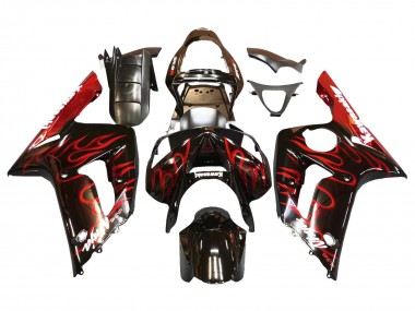 Affordable 2003-2004 Kawasaki ZX6R Motorcycle Fairings - Glossy Black Red Flame Australia