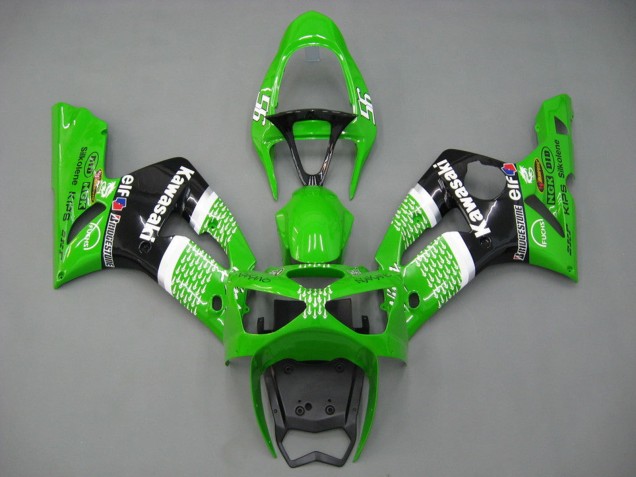 2003-2004 Kawasaki ZX6R Motorcycle Fairings - Green White Black Elf Bridgestone Australia