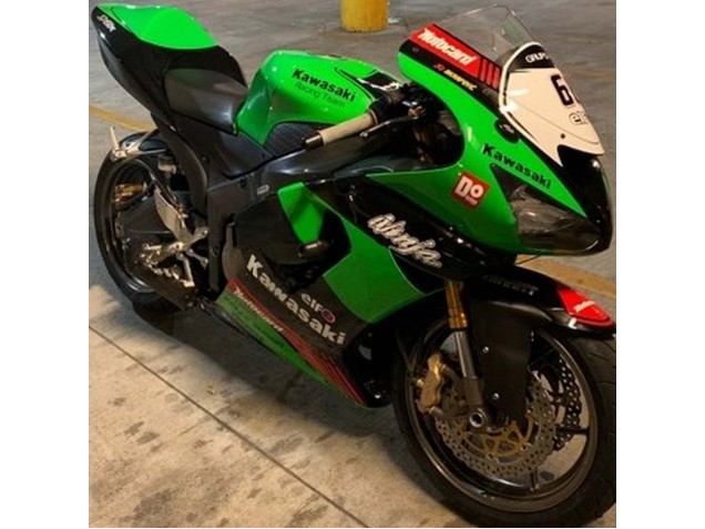 2005-2006 Kawasaki ZX6R Motorcycle Fairings - Green Red Black Elf 66 Australia