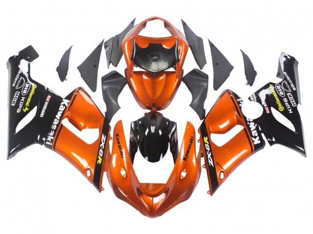 2005-2006 Kawasaki ZX6R Motorcycle Fairing - Orange Black Australia