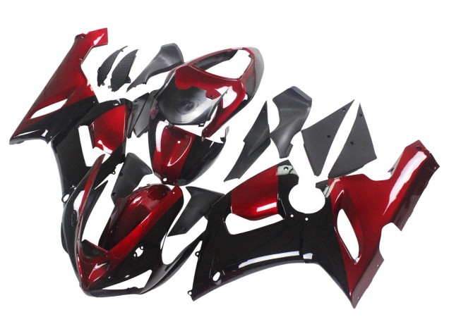 2005-2006 Kawasaki ZX6R Motorcycle Fairing - Red Glossy Black Australia