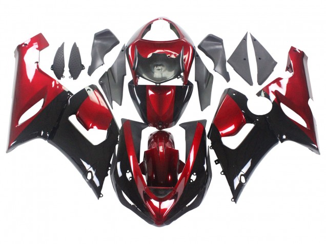 2005-2006 Kawasaki ZX6R Motorcycle Fairing - Red Glossy Black Australia