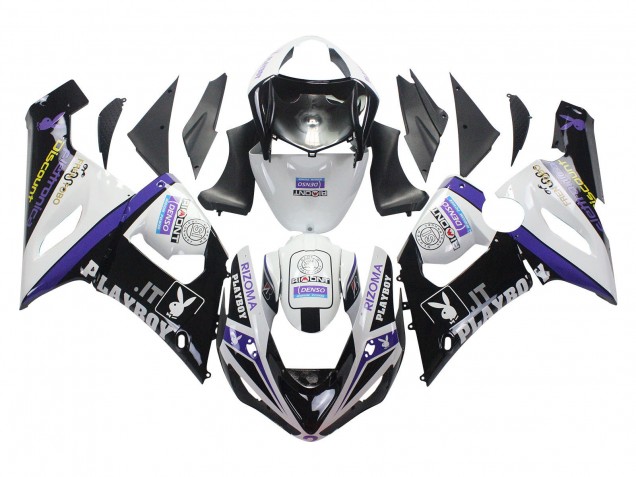 2005-2006 Kawasaki ZX6R Motorcycle Fairings - White Purple Black Rizoma Playboy DENSO Australia