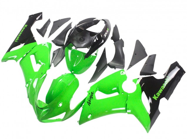 2005-2006 Kawasaki ZX6R Motorcycle Fairings - Green Black Ninja Australia