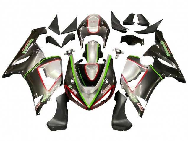 2005-2006 Kawasaki ZX6R Motorcycle Fairings - Black Silver Green Red K-26 Australia