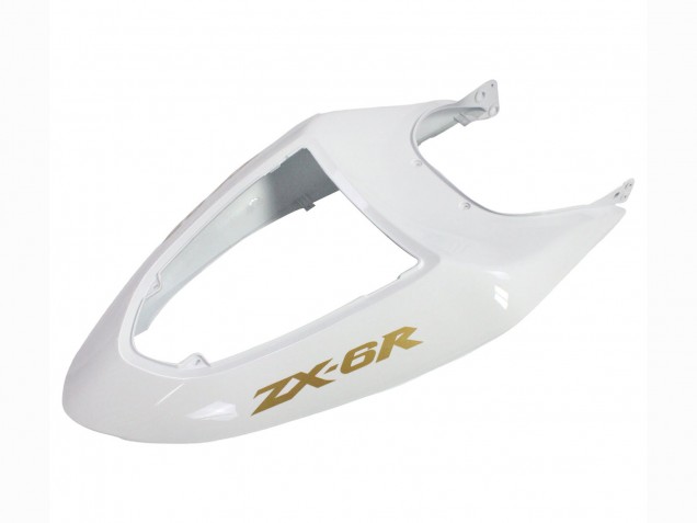 2005-2006 Kawasaki ZX6R Motorcycle Fairings - White Black Gold Ninja Australia