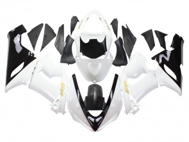 Affordable 2005-2006 Kawasaki ZX6R Motorcycle Fairings - White Black Gold Ninja Australia