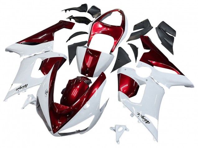 2005-2006 Kawasaki ZX6R Motorcycle Fairings - White Red Australia