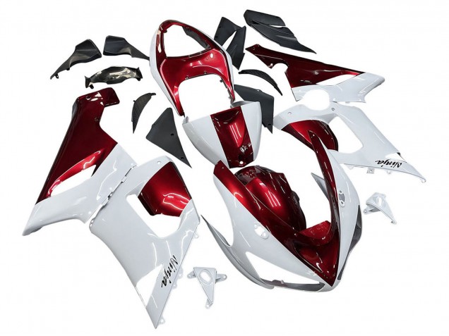 2005-2006 Kawasaki ZX6R Motorcycle Fairings - White Red Australia
