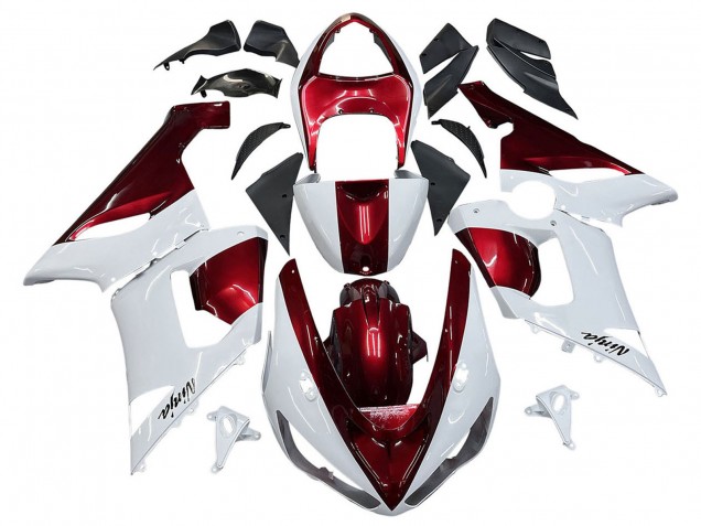 2005-2006 Kawasaki ZX6R Motorcycle Fairings - White Red Australia
