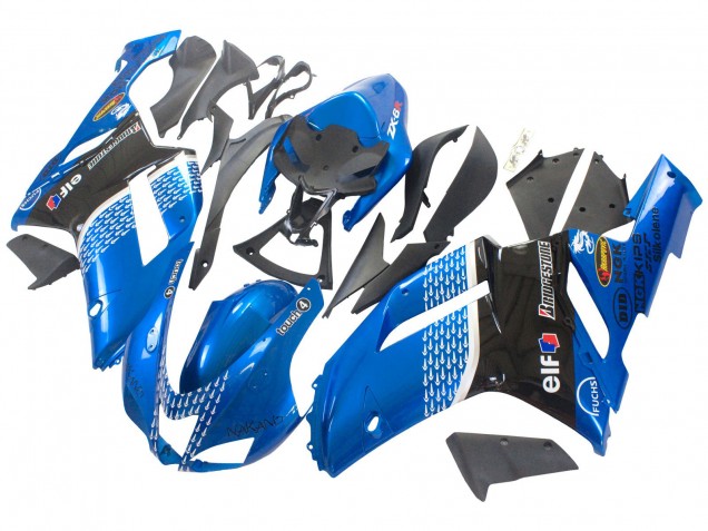 2007-2008 Kawasaki ZX6R Motorcycle Fairings - Black Blue Elf Australia