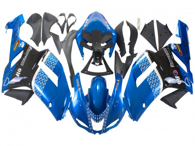 2007-2008 Kawasaki ZX6R Motorcycle Fairings - Black Blue Elf Australia