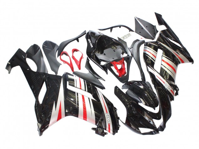 2007-2008 Kawasaki ZX6R Motorcycle Fairings - Black Silver Red Ninja Australia