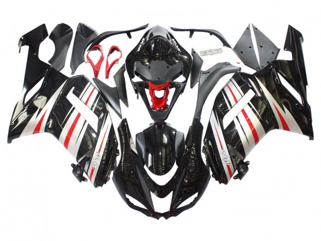 2007-2008 Kawasaki ZX6R Motorcycle Fairings - Black Silver Red Ninja Australia