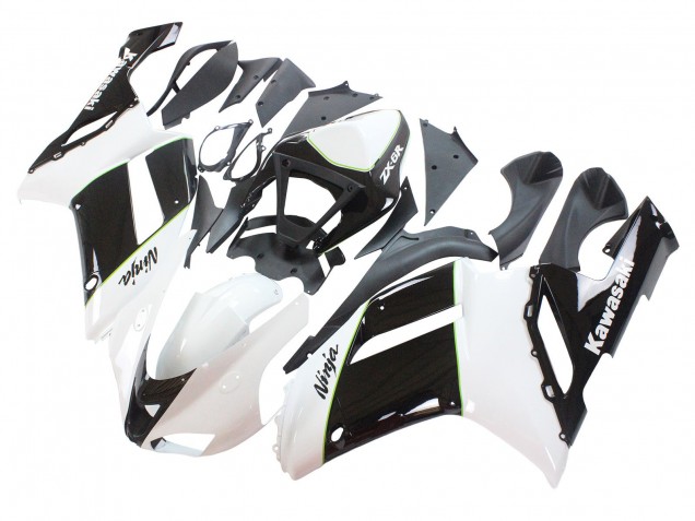 2007-2008 Kawasaki ZX6R Motorcycle Fairings - Black White Ninja Australia